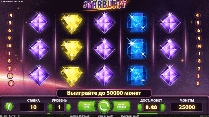 Геймплей Starburst от NetEnt