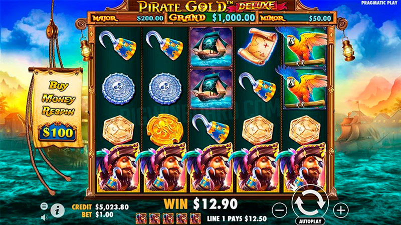 Дизайн слота Pirate Gold Deluxe