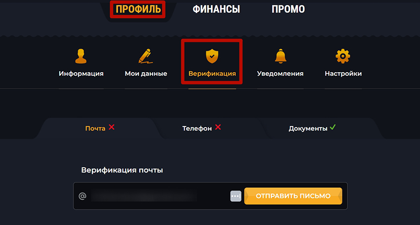 Страница верификации