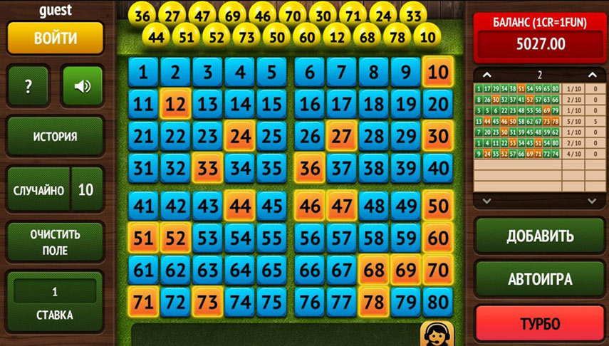 Онлайн кено